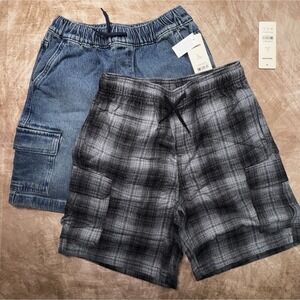 2 Pairs Kids Weekend Academy Shorts Large 10/12 Cargo Jean Cotton Drawstring NWT